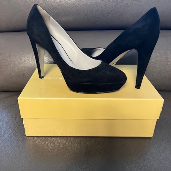 Sergio Rossi Suede Platform Pump Blk 8,5 - Picture 3 of 9